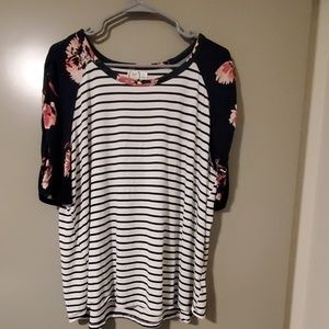 Maurices 24/7 rouched sleeve baseball tee